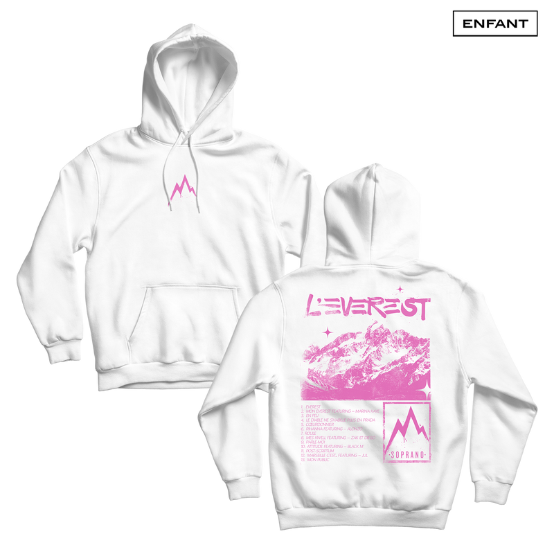 SWEAT CAPUCHE ENFANT "EVEREST" - BLANC (ÉDITION ROSE)