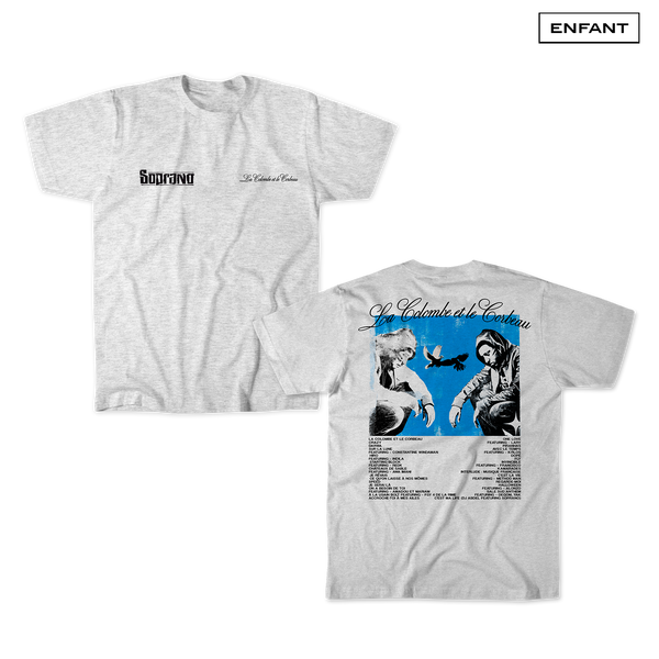 T-SHIRT ENFANT "COLOMBE & CORBEAU" - GRIS CHINÉ