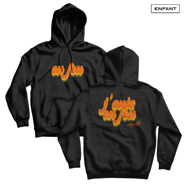 SWEAT CAPUCHE ENFANT "EN FEU" - NOIR