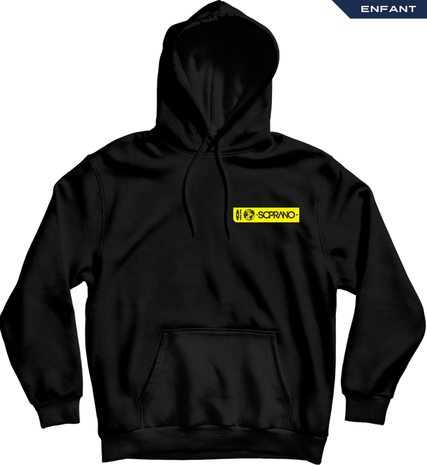 sweat capuche enfant près des etoiles noir face soprano