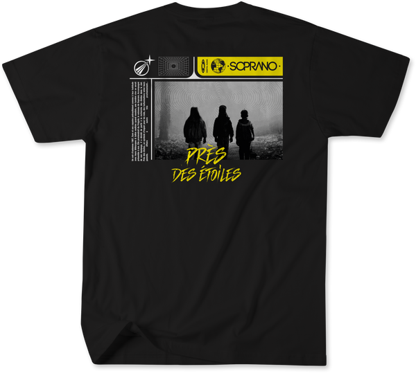 t-shirt près des étoiles noir dos soprano
