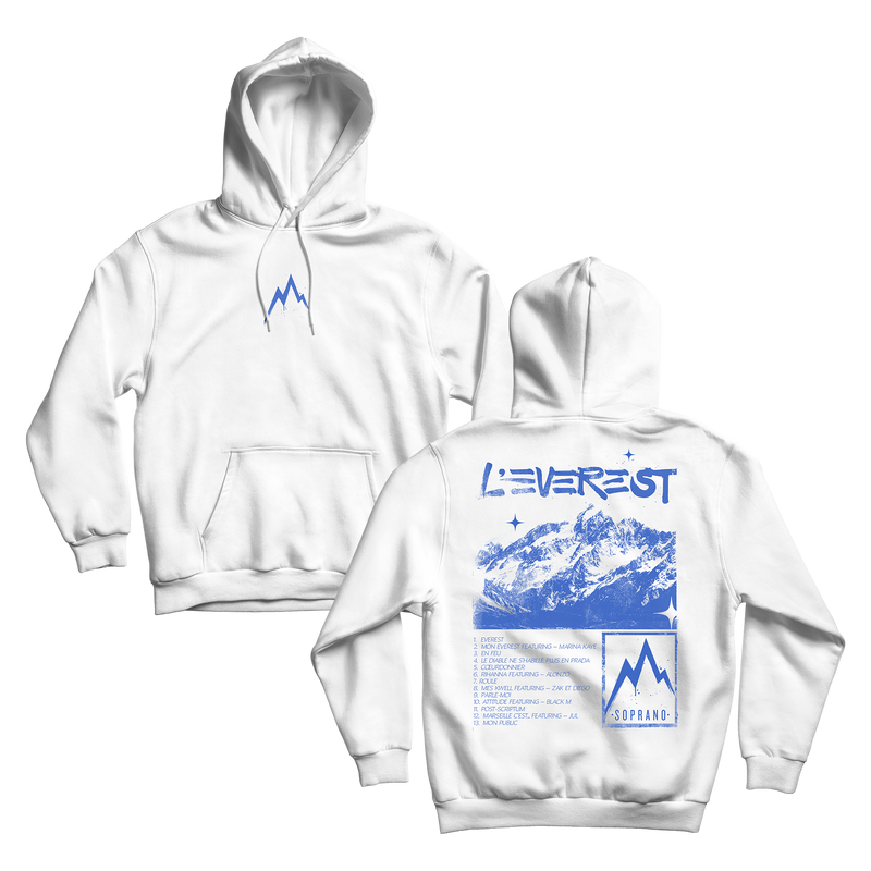 SWEAT CAPUCHE "EVEREST" - BLANC (ÉDITION BLEUE)